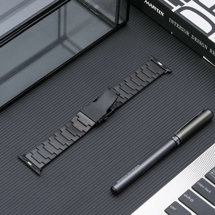 For Apple Watch SE 2023 40mm Safety Buckle Titanium Steel Watch Band(Black) by bashfashion