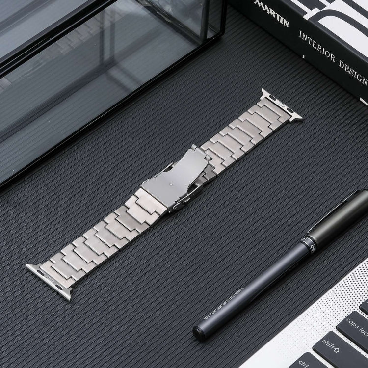 For Apple Watch SE 2023 44mm Safety Buckle Titanium Steel Watch Band(Silver) by bashfashion