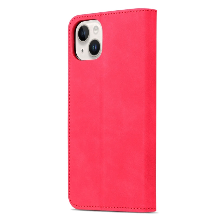 For iPhone 15 Plus AZNS Skin Feel Calf Texture Flip Leather Phone Case(Red) by AZNS