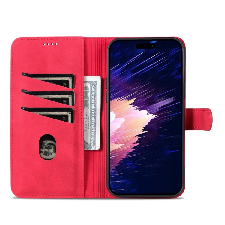 For iPhone 15 Plus AZNS Skin Feel Calf Texture Flip Leather Phone Case(Red) by AZNS