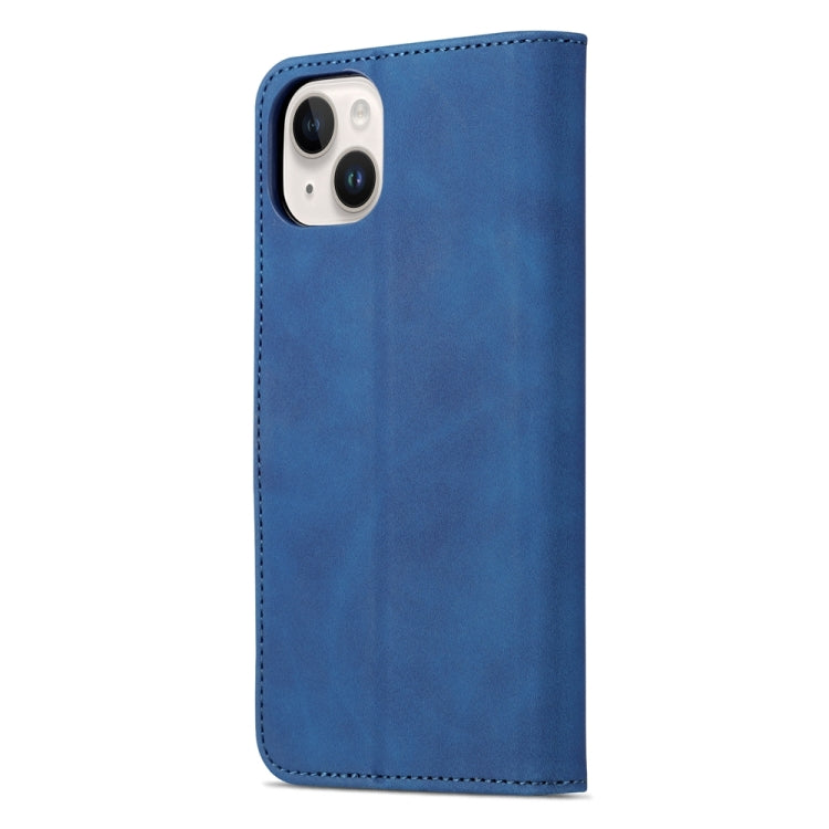 For iPhone 15 Plus AZNS Skin Feel Calf Texture Flip Leather Phone Case(Blue) by AZNS