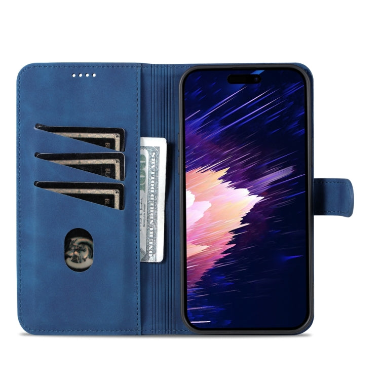 For iPhone 15 Plus AZNS Skin Feel Calf Texture Flip Leather Phone Case(Blue) by AZNS