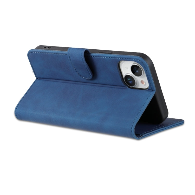 For iPhone 15 Plus AZNS Skin Feel Calf Texture Flip Leather Phone Case(Blue) by AZNS