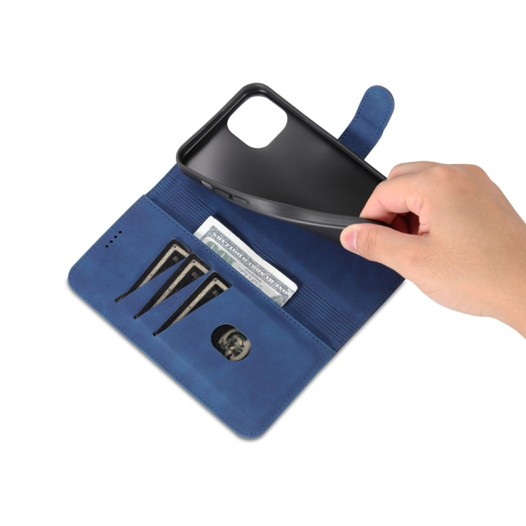 For iPhone 15 Plus AZNS Skin Feel Calf Texture Flip Leather Phone Case(Blue) by AZNS