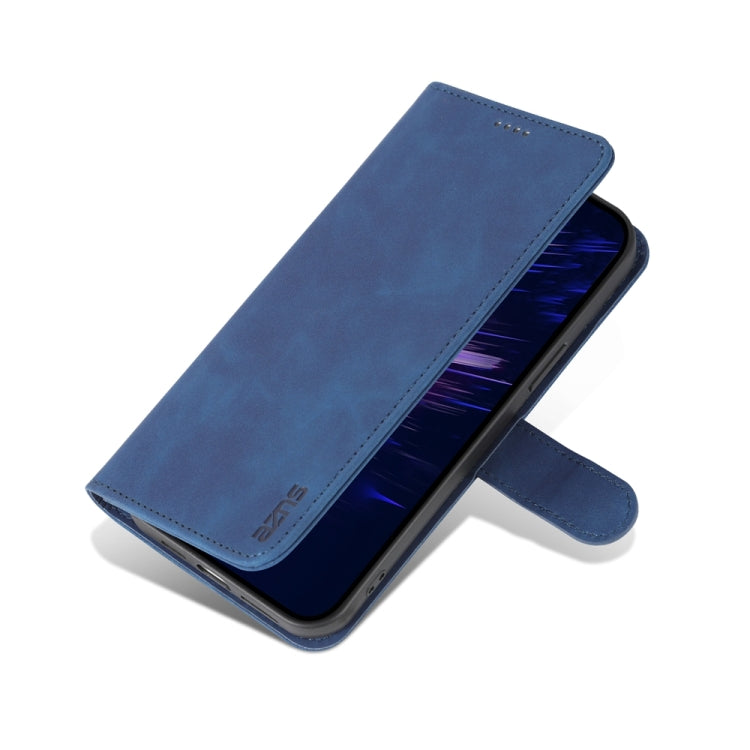 For iPhone 15 Plus AZNS Skin Feel Calf Texture Flip Leather Phone Case(Blue) by AZNS