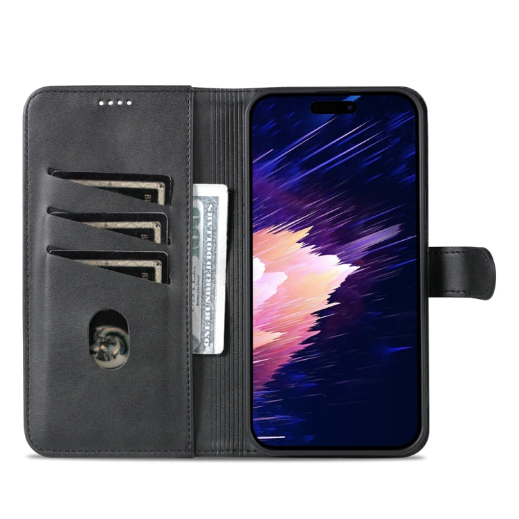 For iPhone 15 Plus AZNS Skin Feel Calf Texture Flip Leather Phone Case(Black) by AZNS
