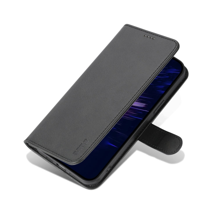 For iPhone 15 Plus AZNS Skin Feel Calf Texture Flip Leather Phone Case(Black) by AZNS