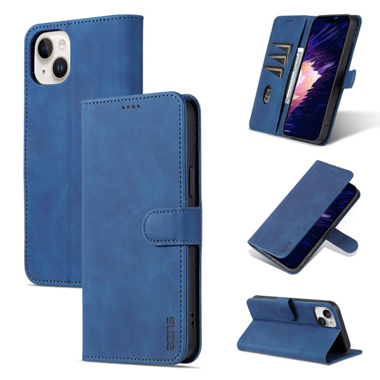 For iPhone 15 AZNS Skin Feel Calf Texture Flip Leather Phone Case(Blue) by AZNS