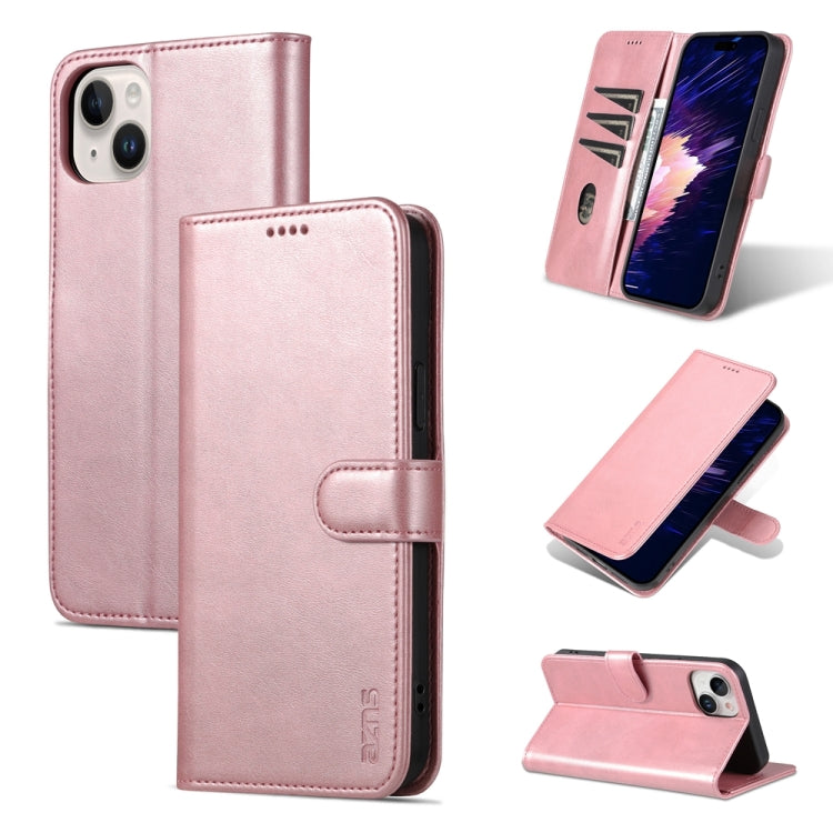 For iPhone 15 AZNS Skin Feel Calf Texture Flip Leather Phone Case(Rose Gold) by AZNS