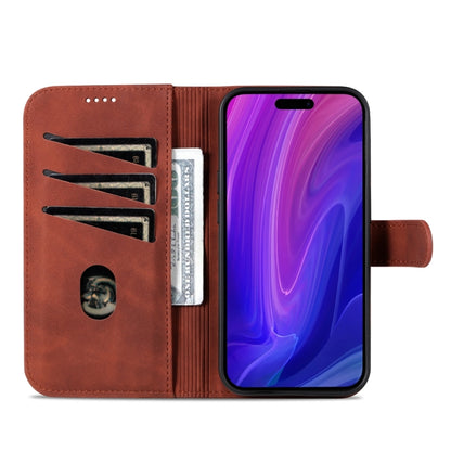 For iPhone 15 Pro AZNS Skin Feel Calf Texture Flip Leather Phone Case(Brown) by AZNS
