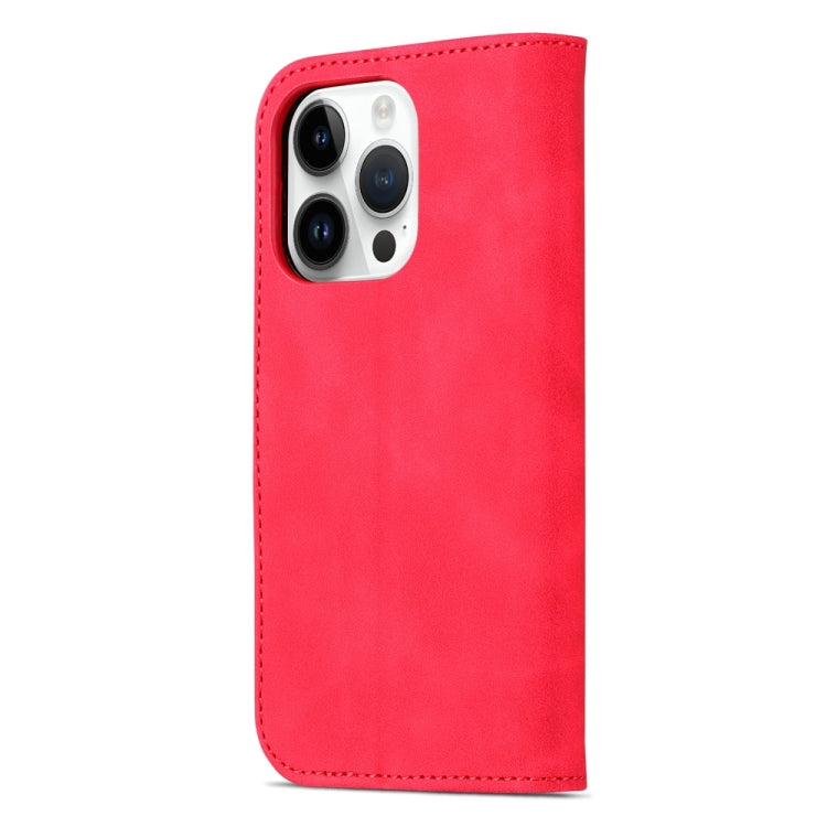 For iPhone 15 Pro AZNS Skin Feel Calf Texture Flip Leather Phone Case(Red) by AZNS
