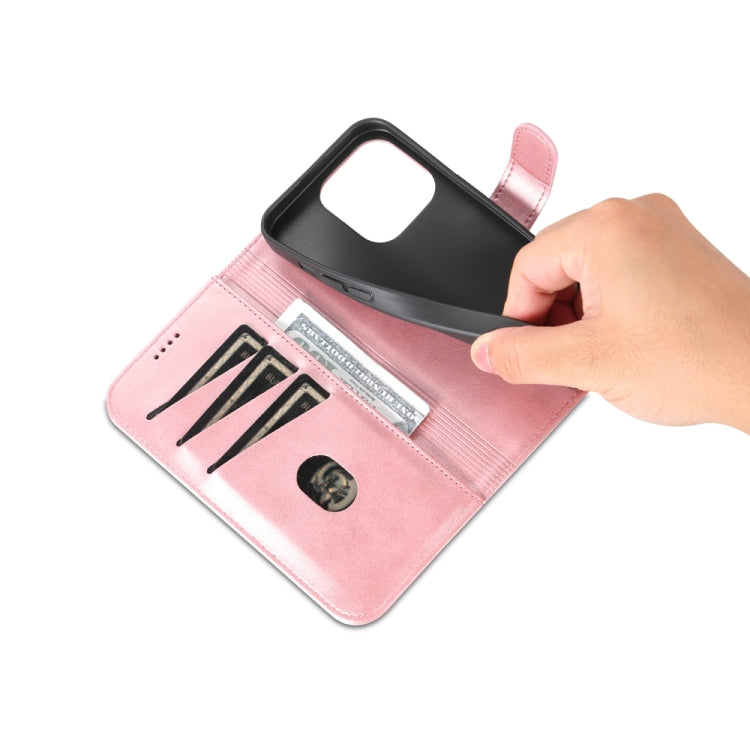 For iPhone 15 Pro AZNS Skin Feel Calf Texture Flip Leather Phone Case(Rose Gold) by AZNS