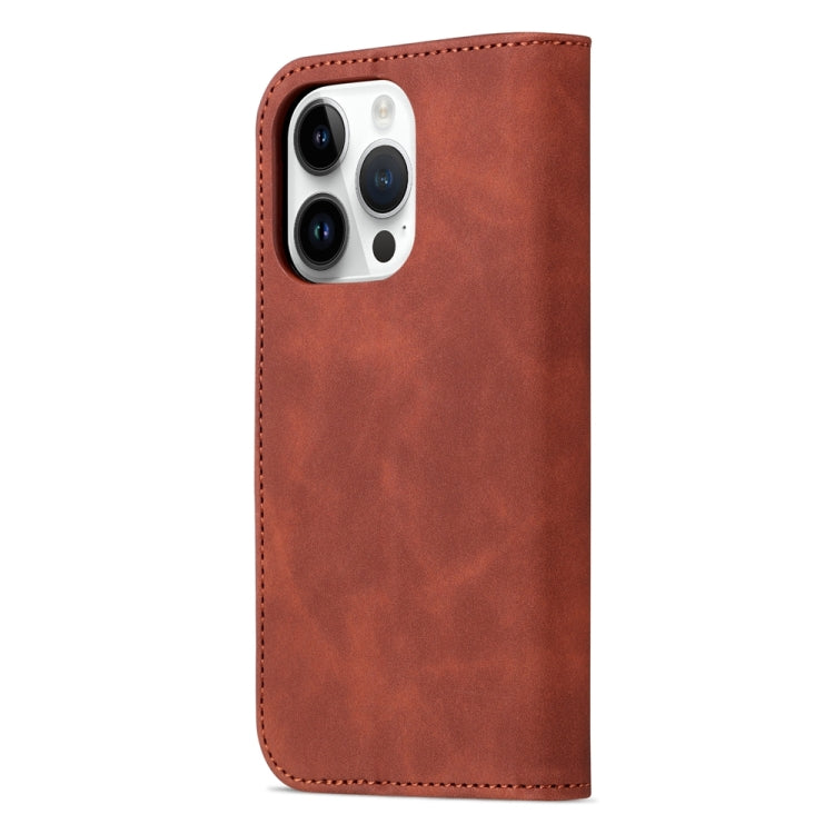 For iPhone 15 Pro Max AZNS Skin Feel Calf Texture Flip Leather Phone Case(Brown) by AZNS
