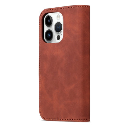For iPhone 15 Pro Max AZNS Skin Feel Calf Texture Flip Leather Phone Case(Brown) by AZNS