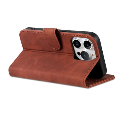 For iPhone 15 Pro Max AZNS Skin Feel Calf Texture Flip Leather Phone Case(Brown) by AZNS