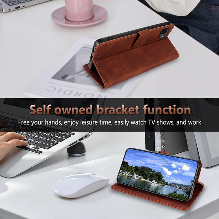 For iPhone 16e AZNS Skin Feel Calf Texture Flip Leather Phone Case(Brown) by AZNS