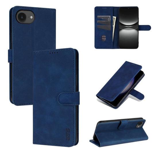 For iPhone 16e AZNS Skin Feel Calf Texture Flip Leather Phone Case(Blue) by AZNS