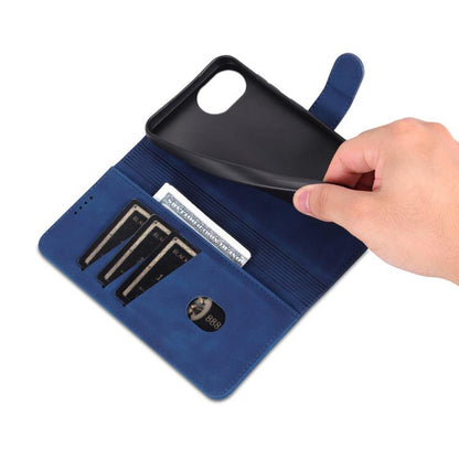 For iPhone 16e AZNS Skin Feel Calf Texture Flip Leather Phone Case(Blue) by AZNS