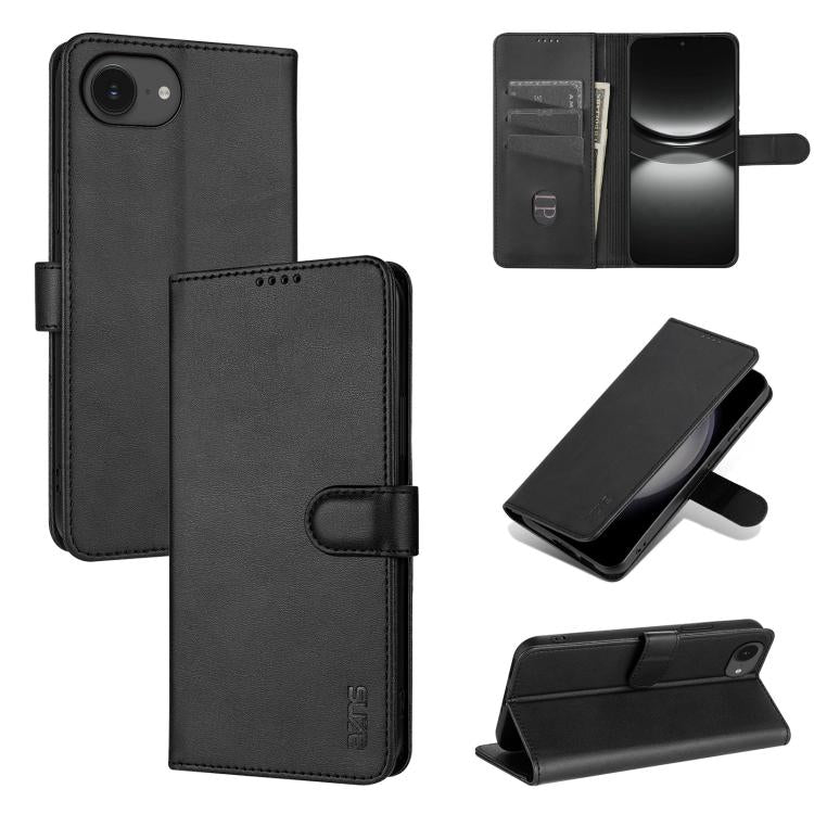 For iPhone 16e AZNS Skin Feel Calf Texture Flip Leather Phone Case(Black) by AZNS