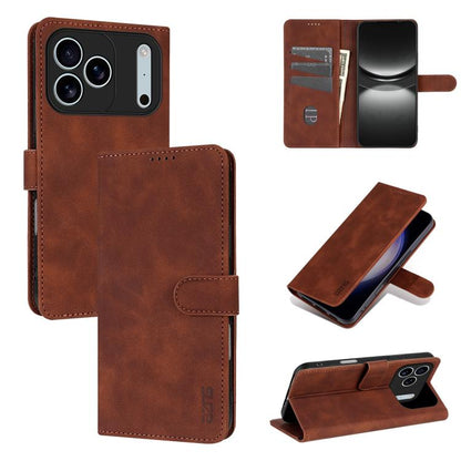 For iPhone 17 Pro Max AZNS Skin Feel Calf Texture Flip Leather Phone Case(Brown) by AZNS