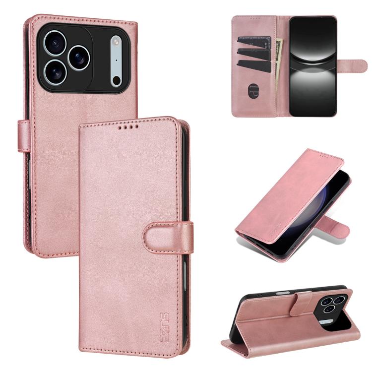 For iPhone 17 Pro AZNS Skin Feel Calf Texture Flip Leather Phone Case(Rose Gold) by AZNS