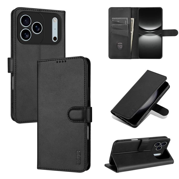 For iPhone 17 Pro AZNS Skin Feel Calf Texture Flip Leather Phone Case(Black) by AZNS