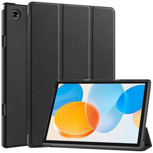 For Teclast M40 Pro 2023 Custer Pure Color 3-Fold Holder Leather Tablet Case(Black) by bashfashion