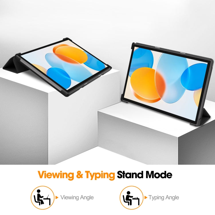 For Teclast M40 Pro 2023 Custer Pure Color 3-Fold Holder Leather Tablet Case(Black) by bashfashion