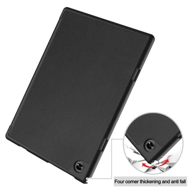 For Teclast M40 Pro 2023 Custer Pure Color 3-Fold Holder Leather Tablet Case(Black) by bashfashion