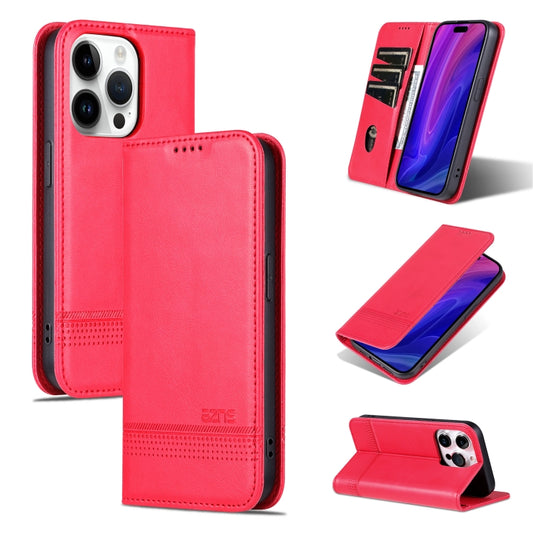 For iPhone 16 Pro Max AZNS Magnetic Calf Texture Flip Leather Phone Case(Red) by AZNS