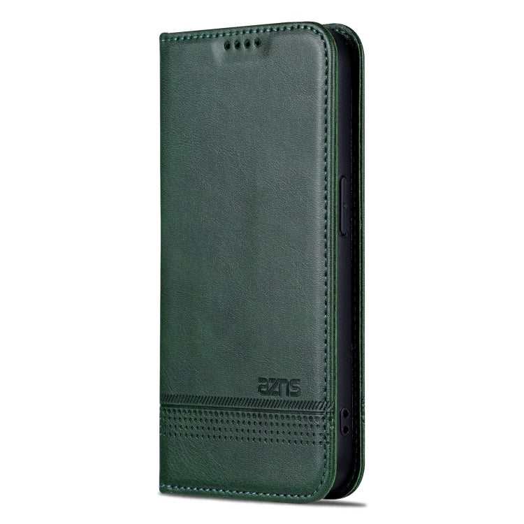For iPhone 16 Pro Max AZNS Magnetic Calf Texture Flip Leather Phone Case(Dark Green) by AZNS
