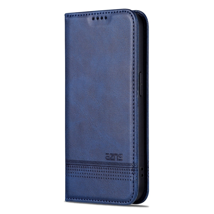 For iPhone 16 Pro Max AZNS Magnetic Calf Texture Flip Leather Phone Case(Dark Blue) by AZNS