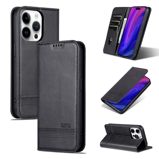 For iPhone 16 Pro Max AZNS Magnetic Calf Texture Flip Leather Phone Case(Black) by AZNS