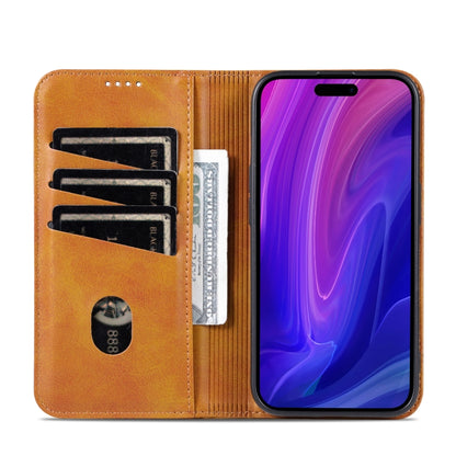 For iPhone 16 Pro AZNS Magnetic Calf Texture Flip Leather Phone Case(Light Brown) by AZNS