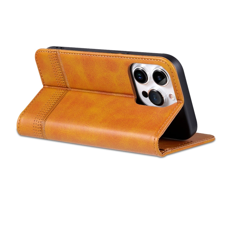 For iPhone 16 Pro AZNS Magnetic Calf Texture Flip Leather Phone Case(Light Brown) by AZNS