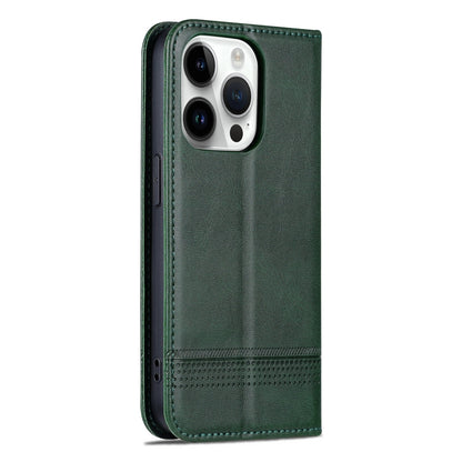 For iPhone 16 Pro AZNS Magnetic Calf Texture Flip Leather Phone Case(Dark Green) by AZNS