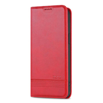 For iPhone 16e AZNS Magnetic Calf Texture Flip Leather Phone Case(Red) by AZNS