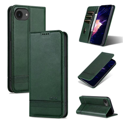 For iPhone 16e AZNS Magnetic Calf Texture Flip Leather Phone Case(Dark Green) by AZNS