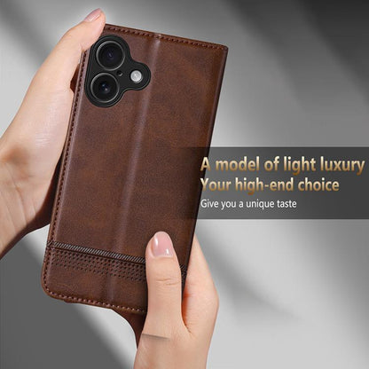 For iPhone 17 AZNS Magnetic Calf Texture Flip Leather Phone Case(Light Brown) by AZNS