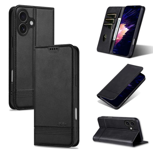 For iPhone 17 AZNS Magnetic Calf Texture Flip Leather Phone Case(Black) by AZNS
