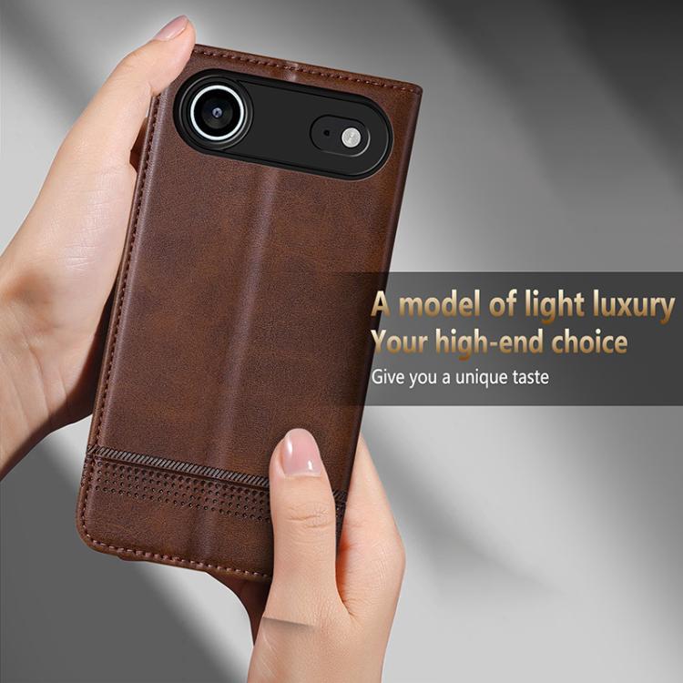 For iPhone Air AZNS Magnetic Calf Texture Flip Leather Phone Case(Dark Brown) by AZNS