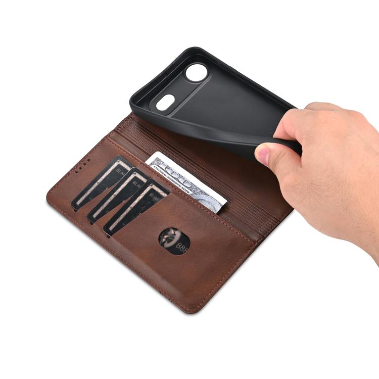 For iPhone Air AZNS Magnetic Calf Texture Flip Leather Phone Case(Dark Brown) by AZNS