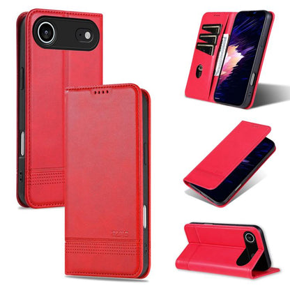 For iPhone Air AZNS Magnetic Calf Texture Flip Leather Phone Case(Red) by AZNS