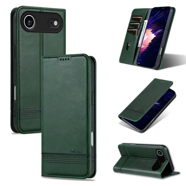 For iPhone Air AZNS Magnetic Calf Texture Flip Leather Phone Case(Dark Green) by AZNS