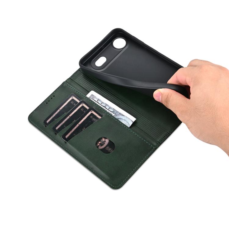 For iPhone Air AZNS Magnetic Calf Texture Flip Leather Phone Case(Dark Green) by AZNS