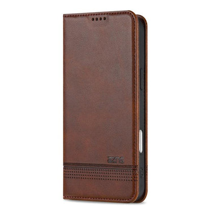 For iPhone 17 Pro AZNS Magnetic Calf Texture Flip Leather Phone Case(Dark Brown) by AZNS