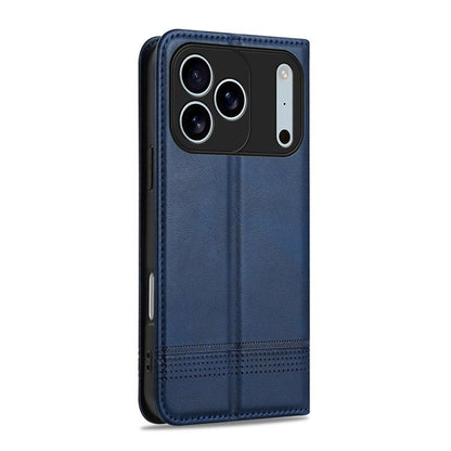 For iPhone 17 Pro AZNS Magnetic Calf Texture Flip Leather Phone Case(Dark Blue) by AZNS