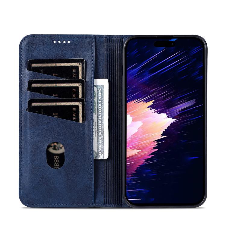 For iPhone 17 Pro AZNS Magnetic Calf Texture Flip Leather Phone Case(Dark Blue) by AZNS