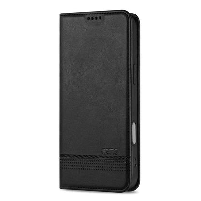 For iPhone 17 Pro AZNS Magnetic Calf Texture Flip Leather Phone Case(Black) by AZNS
