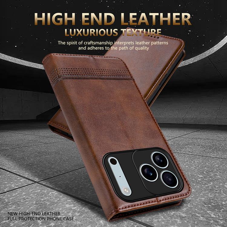 For iPhone 17 Pro Max AZNS Magnetic Calf Texture Flip Leather Phone Case(Dark Brown) by AZNS